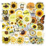 50pcs  Flower sunflower bee butterfly  graffiti stickers decorative suitcase notebook waterproof detachable stickers
