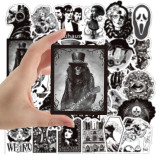 50pcs  Black and white punk gothic  graffiti stickers decorative suitcase notebook waterproof detachable stickers