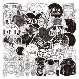 50pcs  Black and white punk gothic  graffiti stickers decorative suitcase notebook waterproof detachable stickers