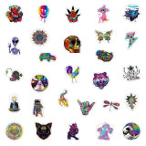 50pcs  Black and white punk gothic  graffiti stickers decorative suitcase notebook waterproof detachable stickers