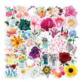 50pcs  Flower sunflower bee butterfly  graffiti stickers decorative suitcase notebook waterproof detachable stickers