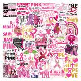 50pcs Pink ribbon  graffiti stickers decorative suitcase notebook waterproof detachable stickers