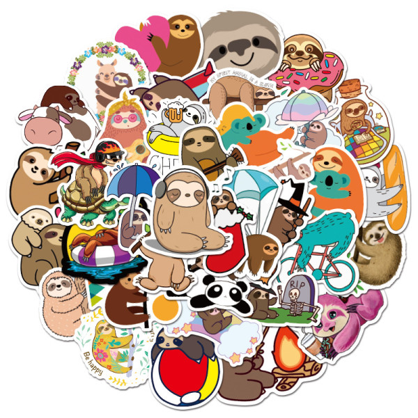 50pcs  sloth  Cute animal koala  graffiti stickers decorative suitcase notebook waterproof detachable stickers
