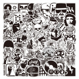 50pcs  Black and white punk gothic  graffiti stickers decorative suitcase notebook waterproof detachable stickers