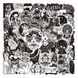 50pcs  Black and white punk gothic  graffiti stickers decorative suitcase notebook waterproof detachable stickers