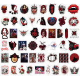 50pcs  Black and white punk gothic  graffiti stickers decorative suitcase notebook waterproof detachable stickers