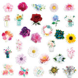 50pcs  Flower sunflower bee butterfly  graffiti stickers decorative suitcase notebook waterproof detachable stickers