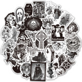 50pcs  Black and white punk gothic  graffiti stickers decorative suitcase notebook waterproof detachable stickers