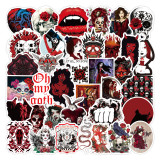 50pcs  Black and white punk gothic  graffiti stickers decorative suitcase notebook waterproof detachable stickers