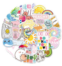 50pcs  Small fresh flower plant   graffiti stickers decorative suitcase notebook waterproof detachable stickers