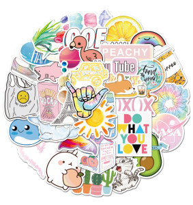 50pcs  Small fresh flower plant   graffiti stickers decorative suitcase notebook waterproof detachable stickers
