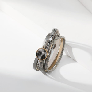Ring horsehair animal print design long leather strap snake print magnetic buckle bracelet
