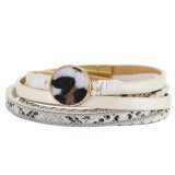 Ring horsehair animal print design long leather strap snake print magnetic buckle bracelet