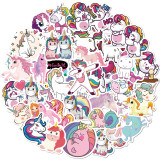 50pcs unicorn graffiti stickers decorative suitcase notebook waterproof detachable stickers