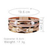 Leopard Printed Pearl Copper Tube Figure 8 Accessories Multilayer Magnetic Leather Bracelet