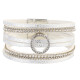 Hollow circle accessories temperament bracelet women diamond light luxury multilayer leather magnetic buckle bracelet