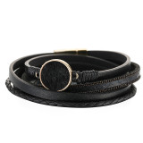 Ring horsehair animal print design long leather strap snake print magnetic buckle bracelet