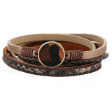 Ring horsehair animal print design long leather strap snake print magnetic buckle bracelet