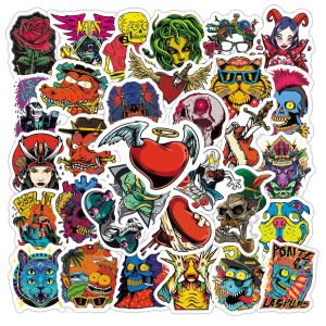 50pcs  Horror creative skull  graffiti stickers decorative suitcase notebook waterproof detachable stickers