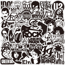 50pcs  Rock punk band  graffiti stickers decorative suitcase notebook waterproof detachable stickers