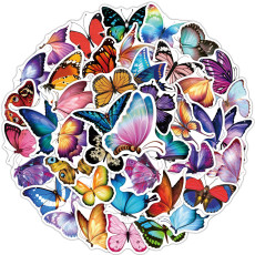 50pcs  Color butterfly  graffiti stickers decorative suitcase notebook waterproof detachable stickers