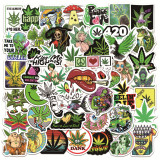 50pcs  Personality retro leaf spoof lips  graffiti stickers decorative suitcase notebook waterproof detachable stickers