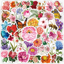 50pcs flowers  graffiti stickers decorative suitcase notebook waterproof detachable stickers