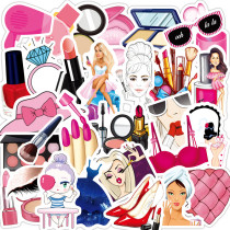 50pcs Girls cosmetics  graffiti stickers decorative suitcase notebook waterproof detachable stickers