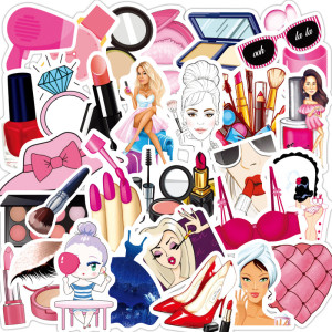 50pcs Girls cosmetics  graffiti stickers decorative suitcase notebook waterproof detachable stickers