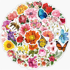 50pcs flowers  graffiti stickers decorative suitcase notebook waterproof detachable stickers