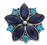 20MM Navy blue design enamel Rhinestone Metal snap buttons