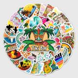 50pcs Hawaiian landscape  graffiti stickers decorative suitcase notebook waterproof detachable stickers