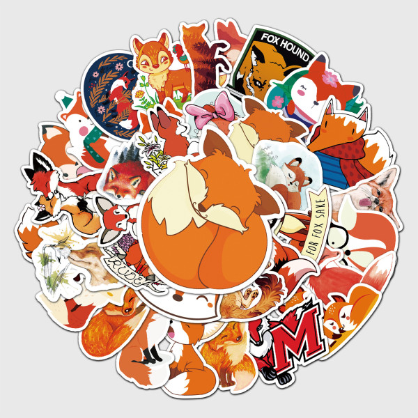 50pcs Cartoon fox  graffiti stickers decorative suitcase notebook waterproof detachable stickers