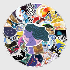 50pcs Twelve constellations  graffiti stickers decorative suitcase notebook waterproof detachable stickers