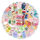 50pcs  Beverage  graffiti stickers decorative suitcase notebook waterproof detachable stickers