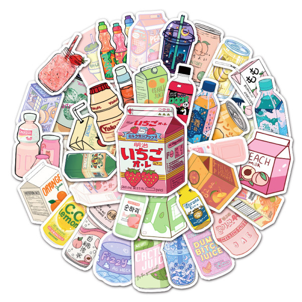50pcs  Beverage  graffiti stickers decorative suitcase notebook waterproof detachable stickers