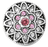 20MM pink design enamel Rhinestone Metal snap buttons