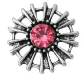 20MM  rose Red design enamel Rhinestone Metal snap buttons