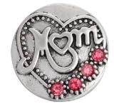 20MM  rose Red design enamel Rhinestone Metal snap buttons