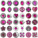 20MM  rose Red design enamel Rhinestone Metal snap buttons