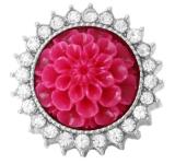 20MM  rose Red design enamel Rhinestone Metal snap buttons