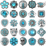 20MM Blue design enamel Rhinestone Metal snap buttons