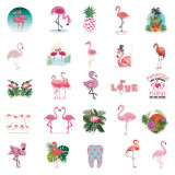 50pcs Flamingo graffiti stickers decorative suitcase notebook waterproof detachable stickers