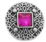 20MM  rose Red design enamel Rhinestone Metal snap buttons