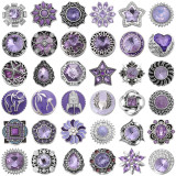 20MM Light purple design enamel Rhinestone Metal snap buttons