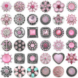 20MM pink design enamel Rhinestone Metal snap buttons