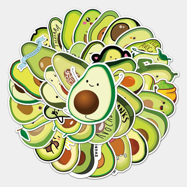 50pcs  avocado  graffiti stickers decorative suitcase notebook waterproof detachable stickers