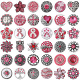 20MM  rose Red design enamel Rhinestone Metal snap buttons