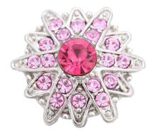 20MM pink design enamel Rhinestone Metal snap buttons
