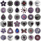 20MM Purple design enamel Rhinestone Metal snap buttons